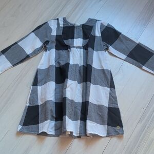Pink Chicken Black and White Plaid Kids Dress